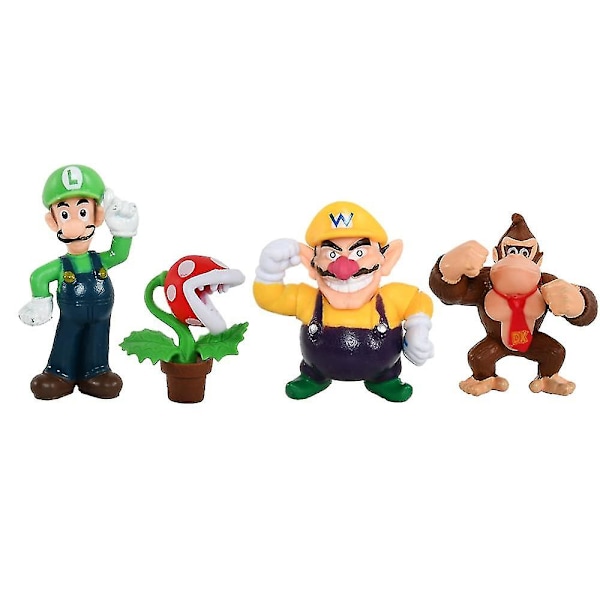 18 kpl Super Mario Bros Action Figures -leluja, piirrettyjä kakun koristeita, Super Mary PVC-mallinukkeja, Mario, Luigi, Prinsessa, Kilpikonna, Sieni, Orangutan