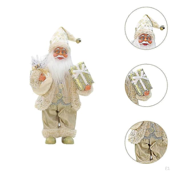 Stående julemand 30 cm Samlingsfigur Ornament Figur Sød til [D] white