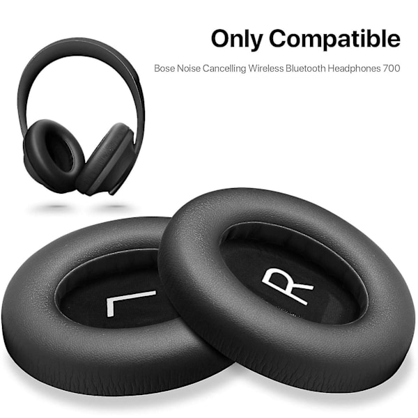 Erstatningsøreputer for Bose 700 NC700 Hodetelefoner - Minnefoam Øreputer - Høy Kvalitet - Lær for Hodetelefoner - Etui Gray