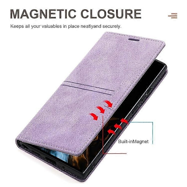 Samsung Galaxy Note20 Ultra Dream -magneettikiinnitteinen vaakasuuntainen PU-nahkainen suojakotelo pidikkeellä, korttipaikalla ja lompakolla [D] Purple