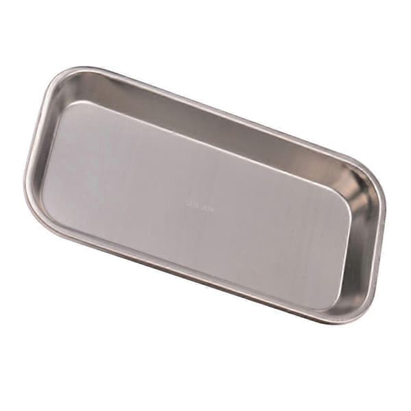 Professionel 304 rustfri stål flad instrumentbakke [D] Silver 8X6.5X0.25cm