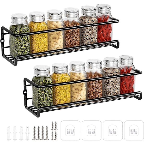 Kitchen Spice Rack, Metal Spice Rack Without Drilling, Kitchen Wall Mounted Spice Rack