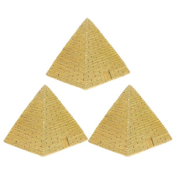 Mini Egyptisk Pyramide Resin Figur til Skrivebordsdekorasjon 3 stk [D]