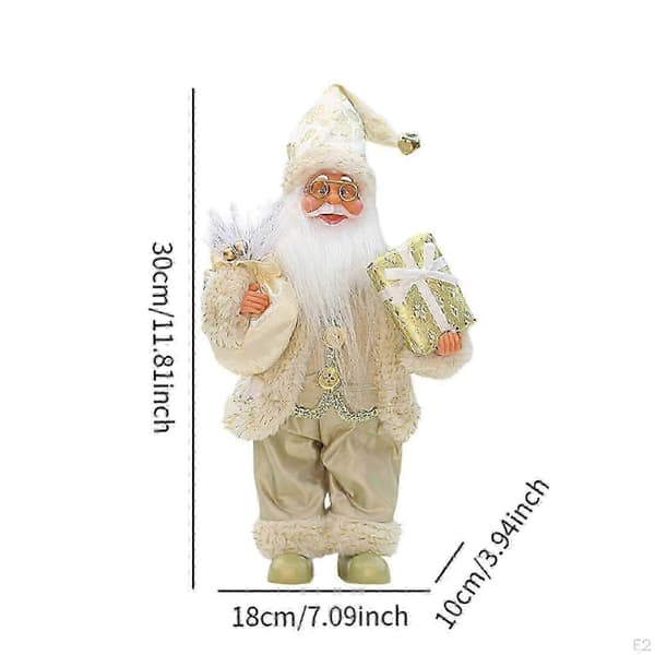 Stående julemand 30 cm Samlingsfigur Ornament Figur Sød til [D] white