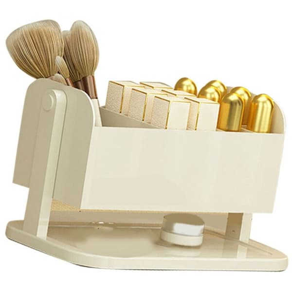 Mælkehvid makeup-organizer med rum til læbepomader, børster og øjenbrynspenne Multicouleur