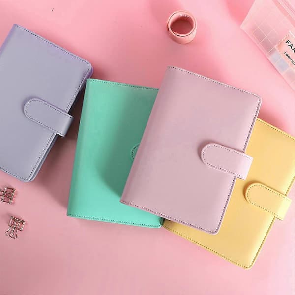 A6 Ringbind PU Læder Notesbog Cover Macaron Farve Dagbog Agenda Planner Papir 26s[D] Yellow