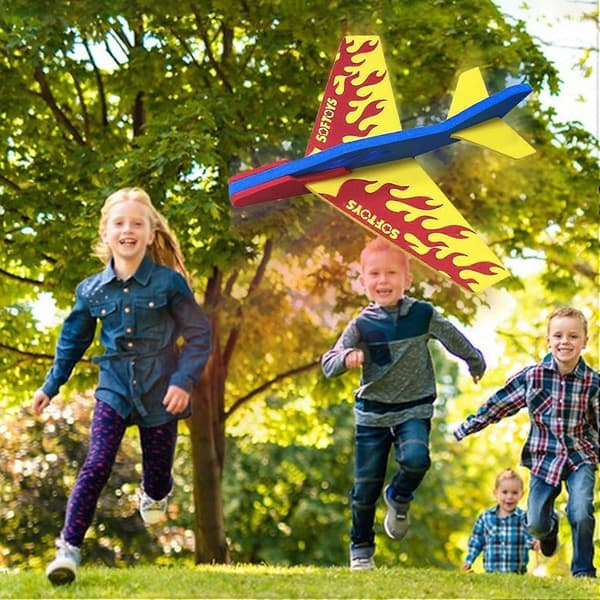 Leksaksflygplan, Flygplansleksaker, DualMode Handstart Enkel Montering Skumflygplan för Barn 16,5x16,5x6,5 cm [D]