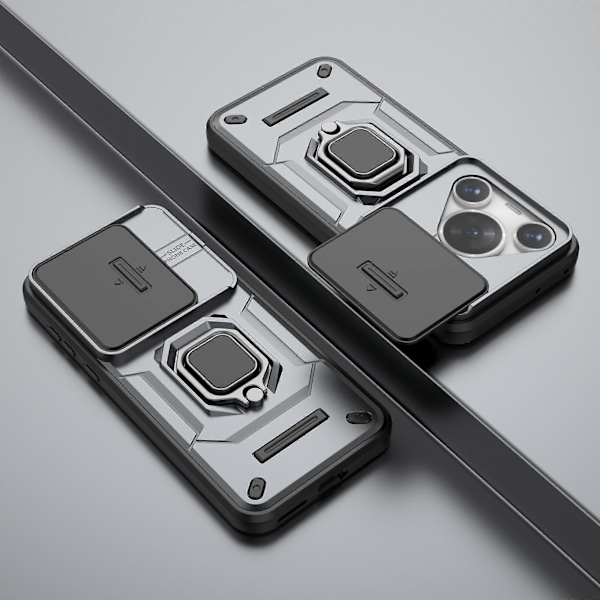 Huawei Pura 70 Pro / Pura 70 Pro+ Jalustakotelo Liukulinssisuojalla PC+TPU Puhelinkuori[D] Grey