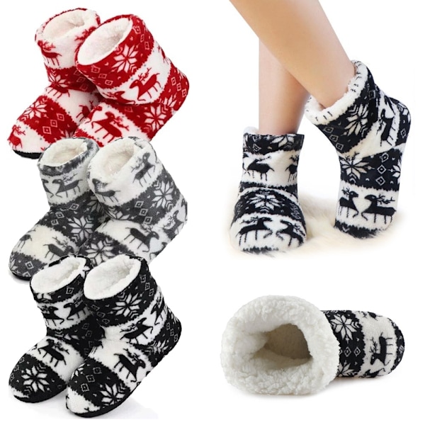 Indoor Slippers / Warm Christmas Slippers with High Shaft - Morning Slippers Grey