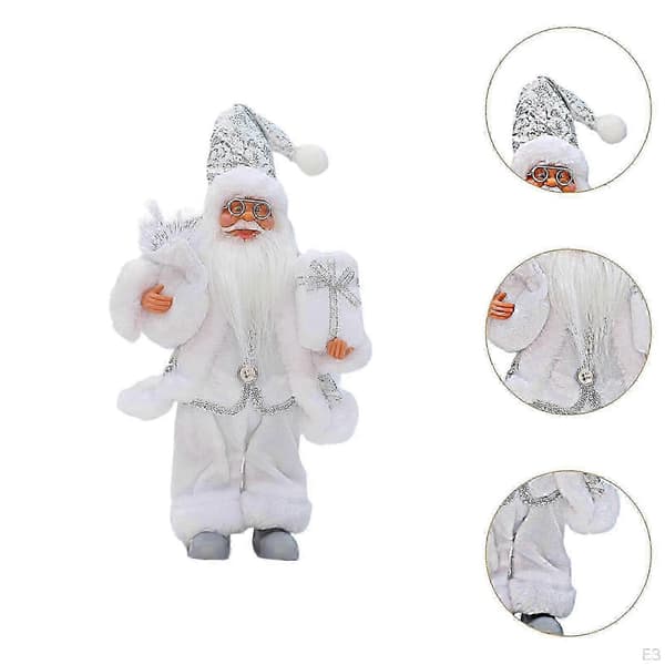 Stående julemand 30 cm Samlingsfigur Ornament Figur Sød til [D] white