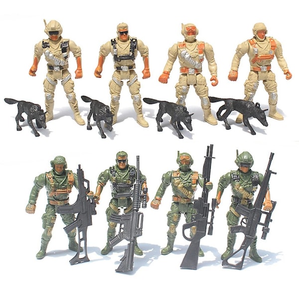 Armé Män Leksakssoldater 4in Actionfigurer 8-delad Set För Barn Pojkar Flickor [kk] A