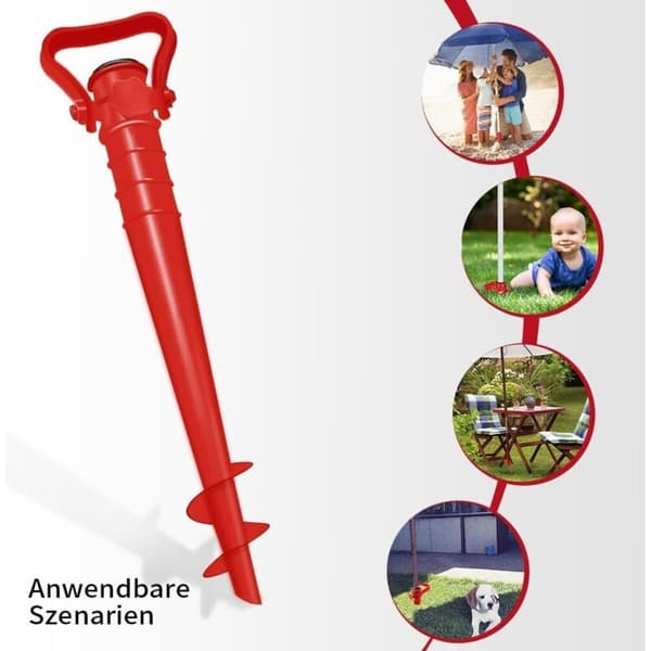 X2 strandparasollbase eller -stativ, spyd, solid, lett, holdbar Rouge 0.05