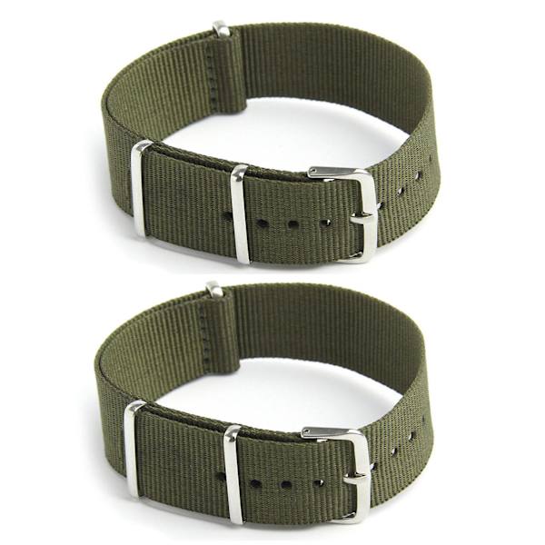 2x klocka Militär Nylon Canvas Dykare G10 Herr Färg: Grön Bredd: 18mm