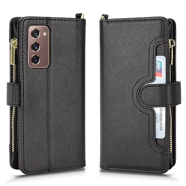 Fodral för Samsung Galaxy Z Fold 2 Omslag Dragkedja Magnetisk Plånbok Kortinnehavare PU Läder Flip Case