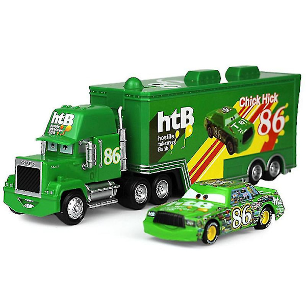 Elokuva-autot 2 3 Hahmoa Lightning McQueen & Kuningas & Chick Hicks & Mack Truck Uncle Metallivalu Leikkiautot Ajoneuvot XH[C]