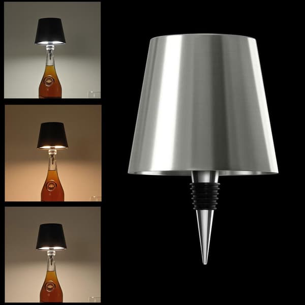 Trådløs LED-vinflaskelys (sølv) Sølvfarget Sølv