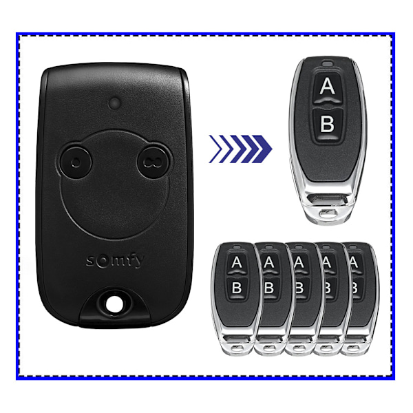 1841026 - NS 2-kanals fjärrkontroll | För att styra 2 RTS-motorer för grind och garageport 433,92 MHz