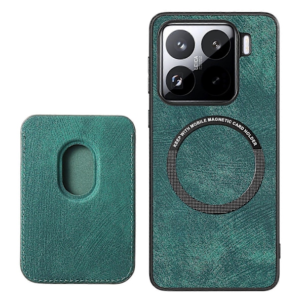 Nahkainen korttitasku puhelinkotelo Xiaomi 15[D]:lle Green