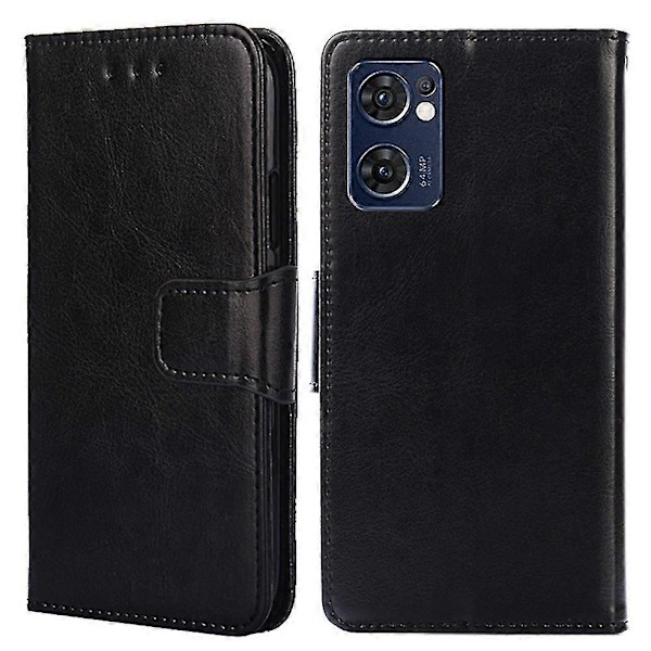 Oppo Find X5 Lite Smartphone Skal Magnetisk Lukning PU Læder Pung Cover Flip Stativ Folio Telefon Etui Black