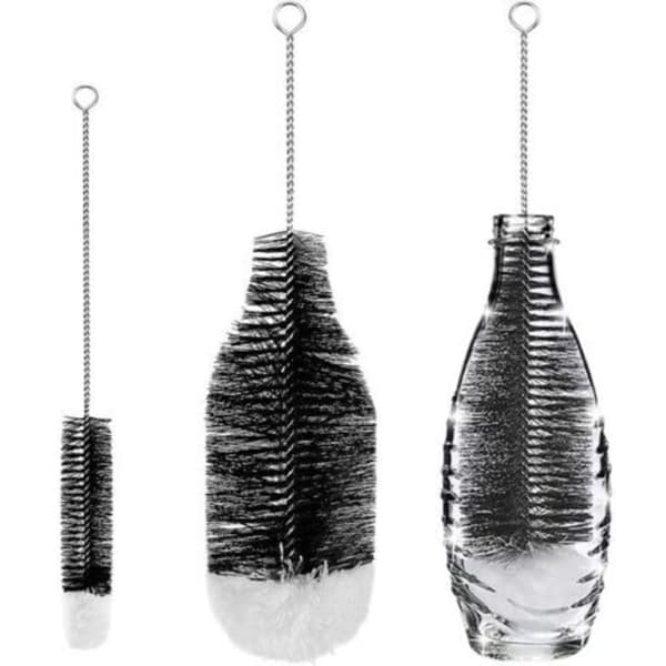 Set med 2 flaskborstar, avancerade rengöringsborstar för glasflaskor, termosar, nappflaskor och muggar 0.05