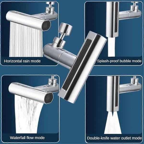 2 st Äkta Vattenfall Köksblandare Förlängningsadapter 720° Vridbar 4 Lägen Multifunktionell Vattenfall Bubblare, C[D] Silver
