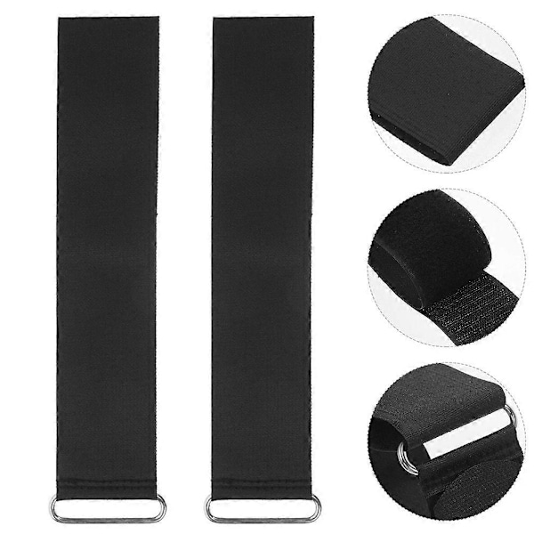 1 Par Romaskine Udskiftningsfodstropper Romaskine Pedalstropper Gym Cykel Pedalstropper Justerbare og Komfortable Fodstøttestropper[D] Black 47.00X5.00X0.30CM