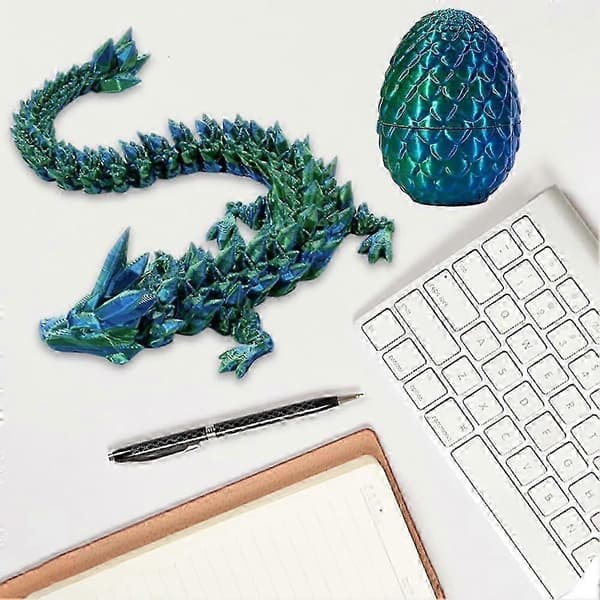 3D-printet krystalldragon i egg, fullt bevegelig drage med drageegg for samlere[D] Red