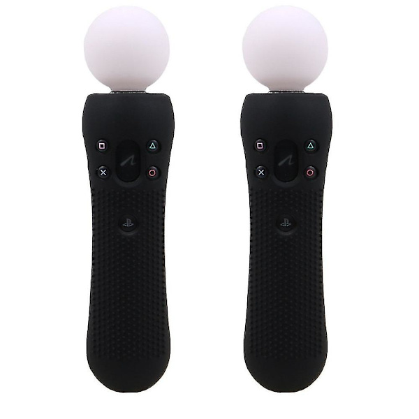 Ivyueen 2 st Anti-halk Silikon Gummiskydd Skyddande Skin Case för Playstation PS VR Move Motion Controller Svart Blå Röd Snabb