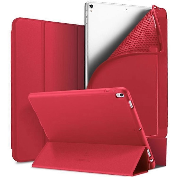 DUX DUCIS OSOM SERIES Trefällbart Horisontellt Läderfodral med Pennfack för iPad Pro 10,5 tum / Air 3 2019 Red