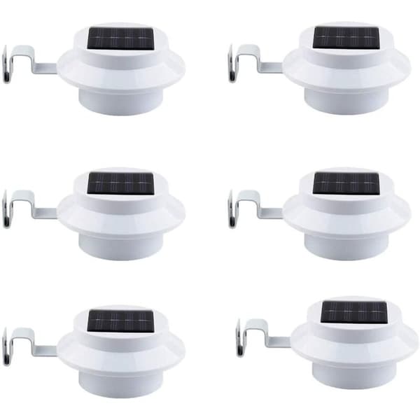 6-pakning solcellelamper for gjerde og takrenne, hvit - Solcellelampe - Utendørsbelysning - LED - Solcellelys - Solcellelampe Blanc 1 kg