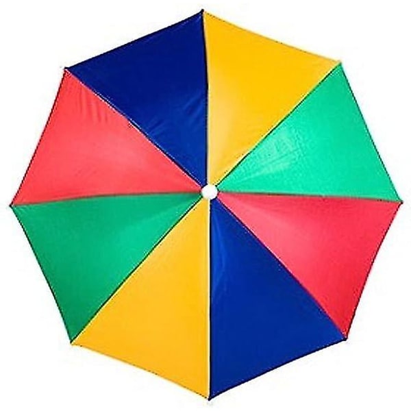 Paraplyhatt, 69 cm handsfree cap för vuxna och barn, UV-skydd Vattentät Vikbar för camping golf solskydd [kk] Colorful