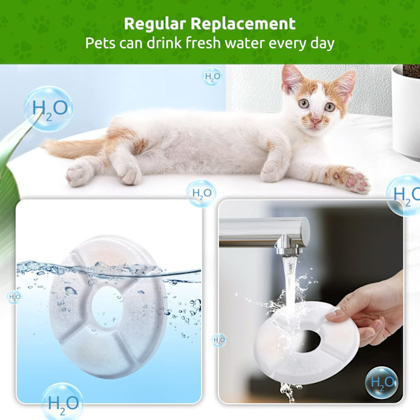 Kattvattenfontänfilter, 16-pack utbytesfilter kompatibelt med 81oz/2,4L kattvattenfontän, Multi-Filtration System Aktivt kolfilter Round-16P