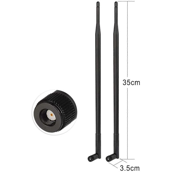WiFi-antenn 12dBi 2,4 GHz med RP-SMA-kontakt för trådlös nätverksrouter etc. 2-pack black