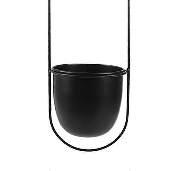 Nordisk Vägg Modern Stil Metall Växt Hängare Minimalistisk Plantering Mid Century Blomkruka för inomhus och utomhus (Rund Form)[D] Black
