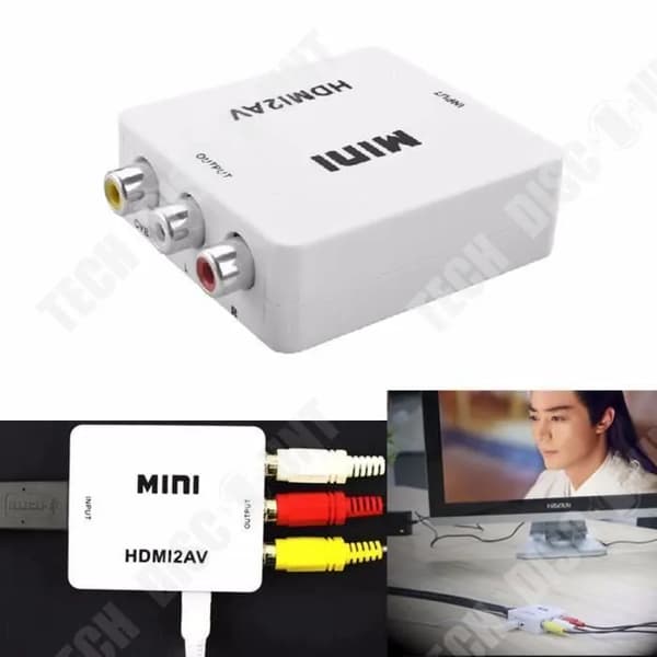 Mini HDMI -sovitin, 1x HDMI ulos, 3x RCA sisään, USB-kaapeli mukana[D]