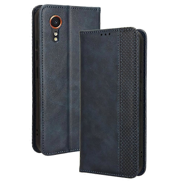 Til Samsung Galaxy Xcover 7 Wallet Case PU Læder Stand Retro Telefon Cover[D] Blue