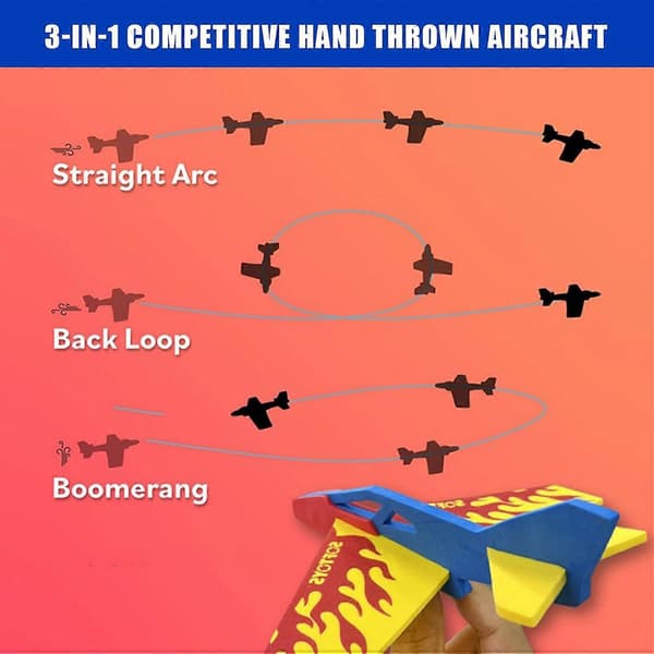 Leksaksflygplan, Flygplansleksaker, DualMode Handstart Enkel Montering Skumflygplan för Barn 16,5x16,5x6,5 cm [D]