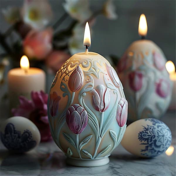 Silikoneforme Rose Blomst Lysforme Epoxy Resin Forme Støbeforme Påske Relief Æg Gipsforme Flerfarvet[D] C