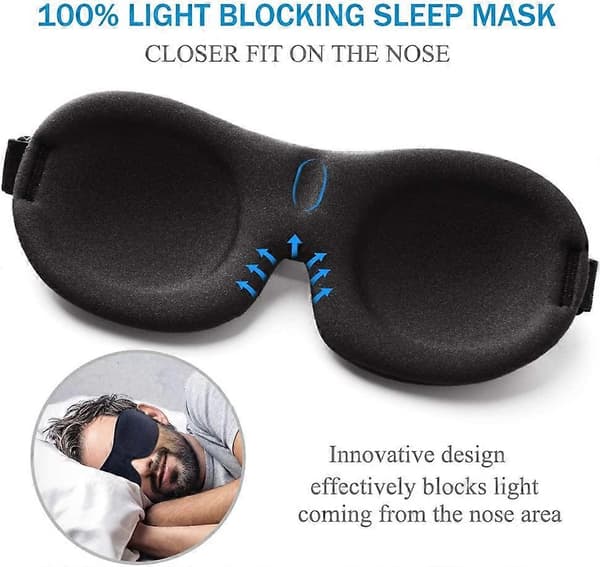 Sovmask 3-pack, Uppgraderad 3D-konturformad 100% mörkläggande ögonmask[D]