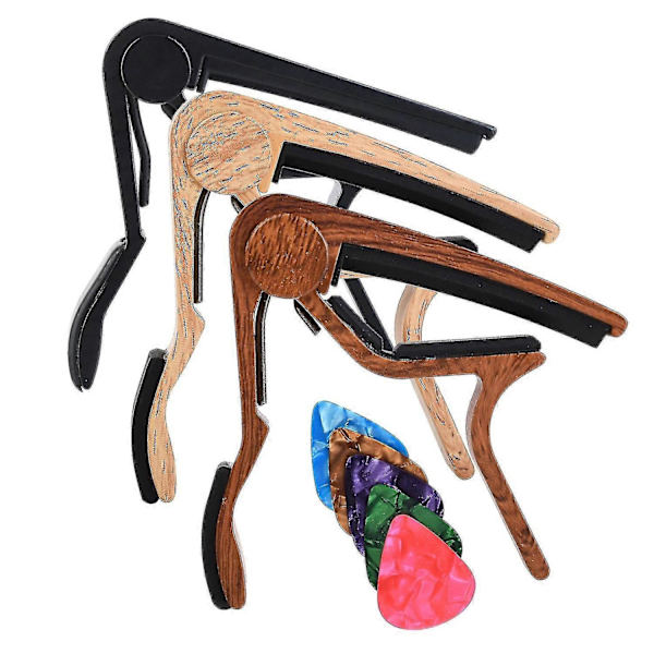 3-pack Gitarr Capo, Gitarr Capo för Akustisk & Elgitarr, Ukulele, Bas, Banjo med Gitarrplektrum[D]