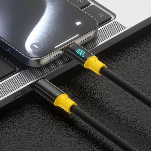 Snabb PD100W Strömkabel Digital Display USB till USB C Laddningskabel Stödjer Laddning och 480Mbps Datasynkronisering[D] silver