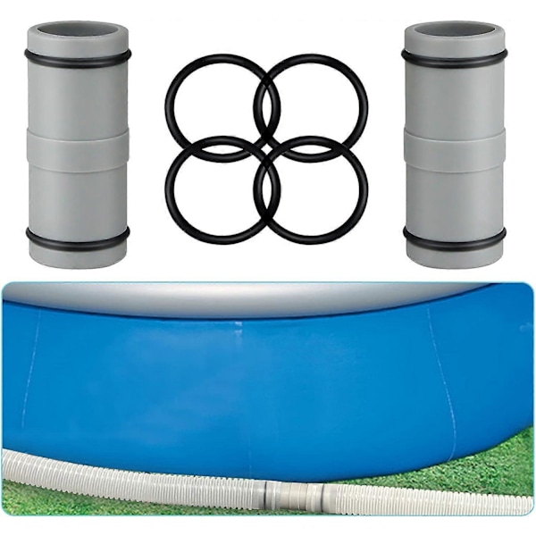 T-stycksförlängning för slangkoppling, 38 mm till 32 mm, poolslangadapter för Intex Bestway Coleman, 3-vägs ventilslangkoppling med rostfritt [D] 2-way Valve 2 Items