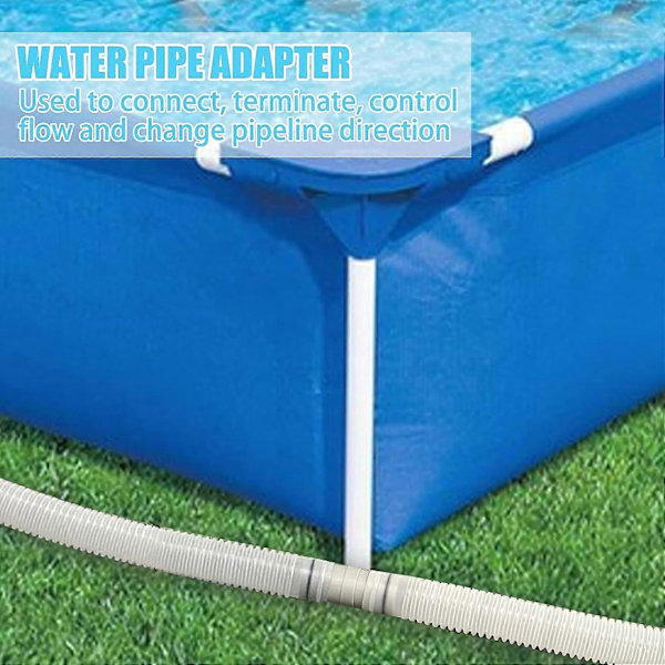 T-stycksförlängning för slangkoppling, 38 mm till 32 mm, poolslangadapter för Intex Bestway Coleman, 3-vägs ventilslangkoppling med rostfritt [D] 2-way Valve 2 Items