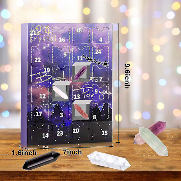 Adventskalender 2024 - 24 dagar med kristaller och healingstenar, inklusive halsband och armbandshållare
