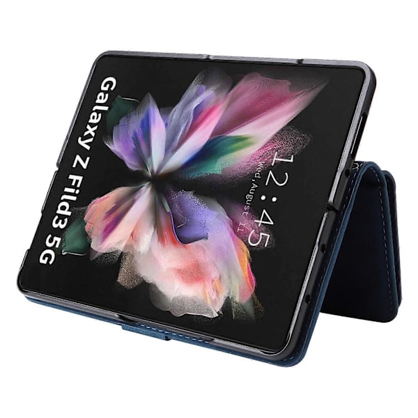 Fodral för Samsung Galaxy Z FOLD 3 5G Läder Magnetisk Handväska Dragkedja Fickficka Armband Kompatibel med Samsung Galaxy Z FOLD 3 5G Fodral