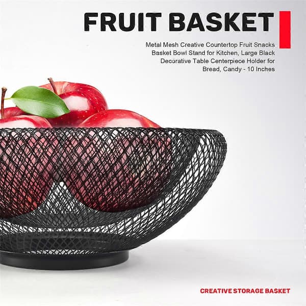 Fruktskål i metallnät för kök, mittpunkt - 25 cm [D] black