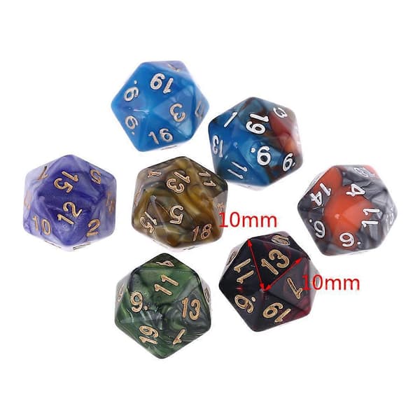 7 stk. D20 Polyhedral Muti-sided Terninger Tal Skiver Bord Rollespil Spil til Bar Pub Klub Fest[D] Multi