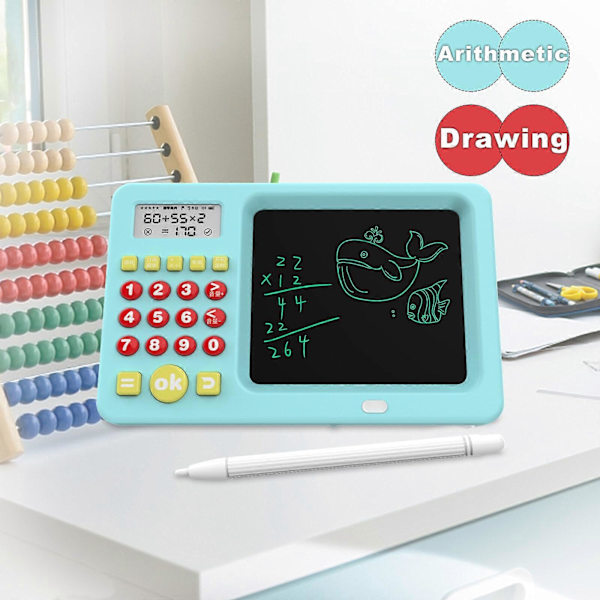 2-in-1 Matematiikka Kirjoitustabletti Lapsille - Pinkki/Sininen, Opi Matemaattisia Operaatioita Lisää, Vähennä, Kerro, Jaa, LCD-Näyttö[D] blue