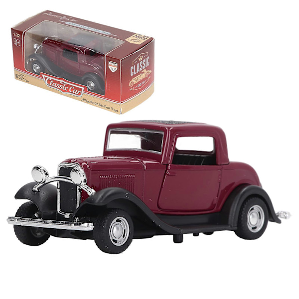 1:32 Klassisk Bilmodel Legering Vintage Simuleringslegetøj Antik Træk-Tilbage Åbne Døre Model Burgundy