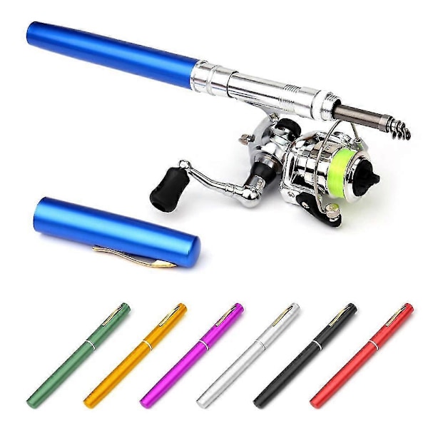 Hopfällbart Fiskespö Rulle Combo Mini Penna Fiskespö Kit Teleskopiskt Fiskespö Spinnrulle Combo Kit[D] Black 1.4m